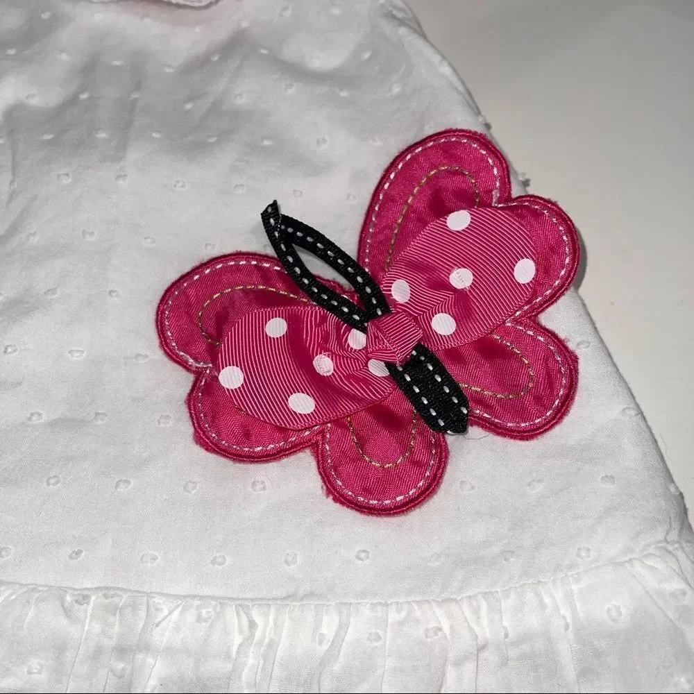 Rare Editions White Dress with Ribbon‎ Butterfly and Bow Details - Size 3-6 mths